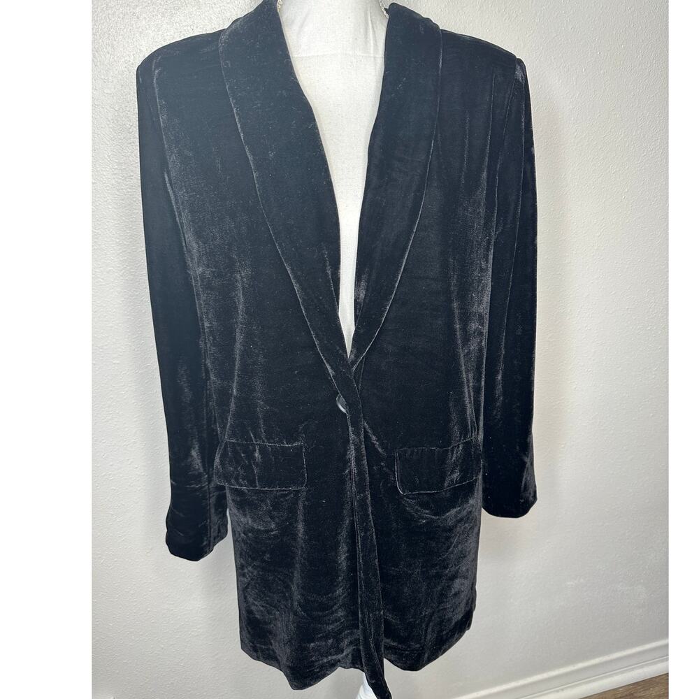 NWT Endless Rose Black Velvet Blazer Jacket Women’s XS Longline - Picture 2 of 16